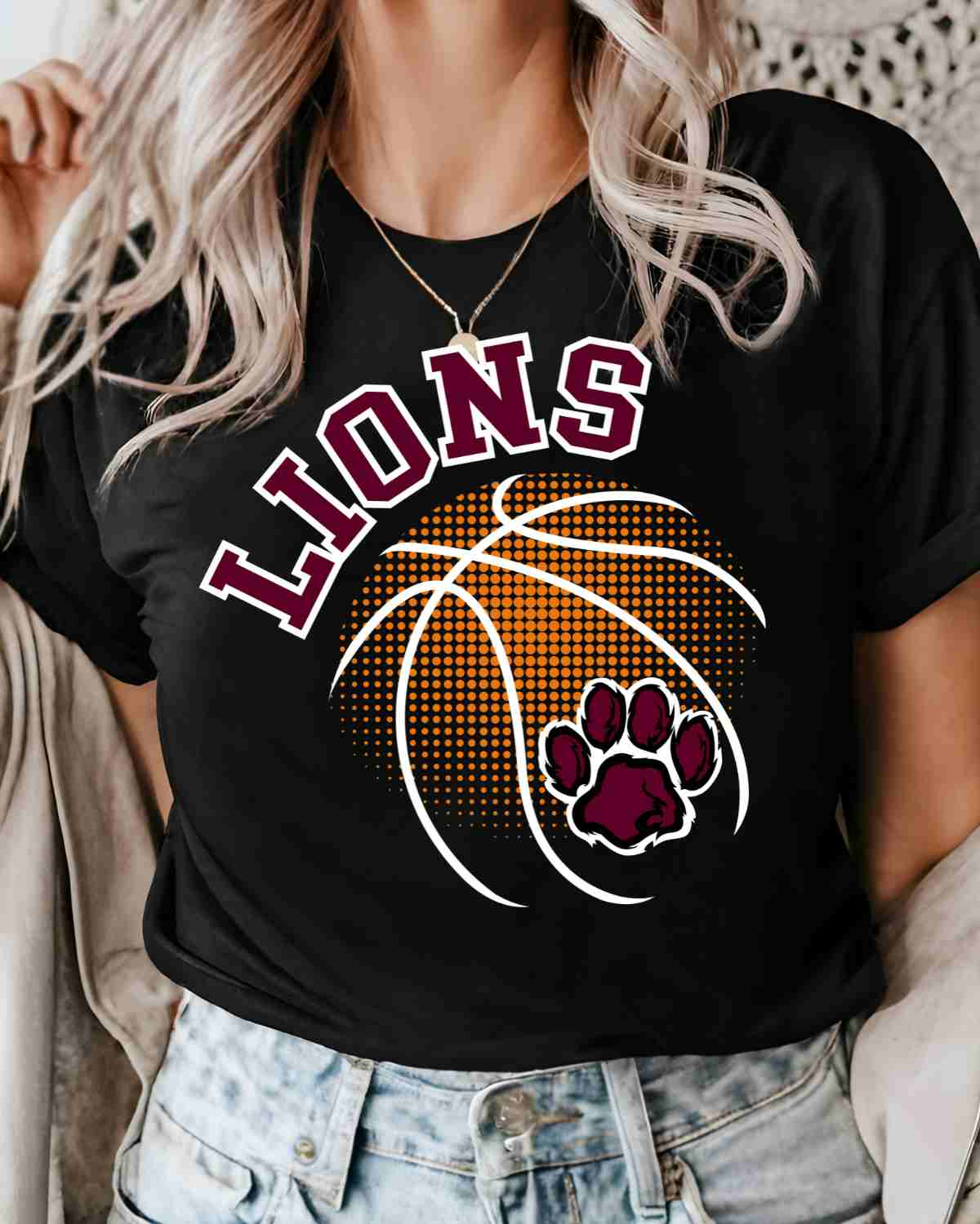 Lions Basketball Halftone Ball DTF Transfer