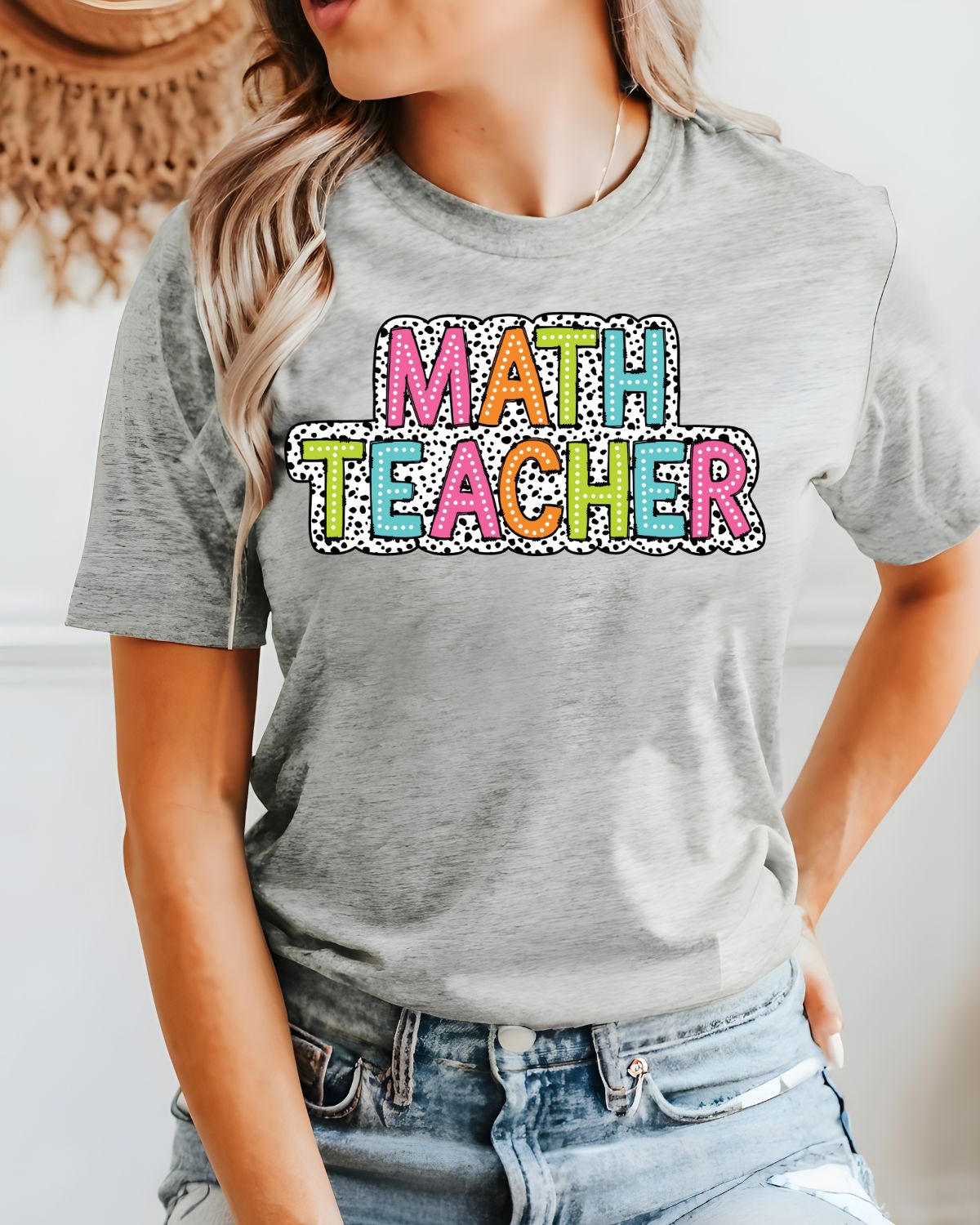 Math Teacher Colorful Dots DTF Transfer