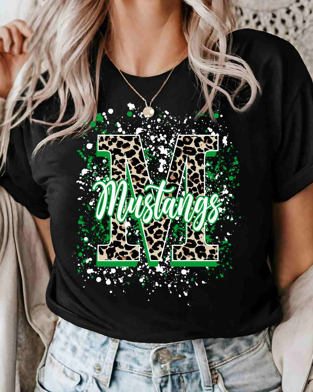 Mustangs Letter Splatter DTF Transfer