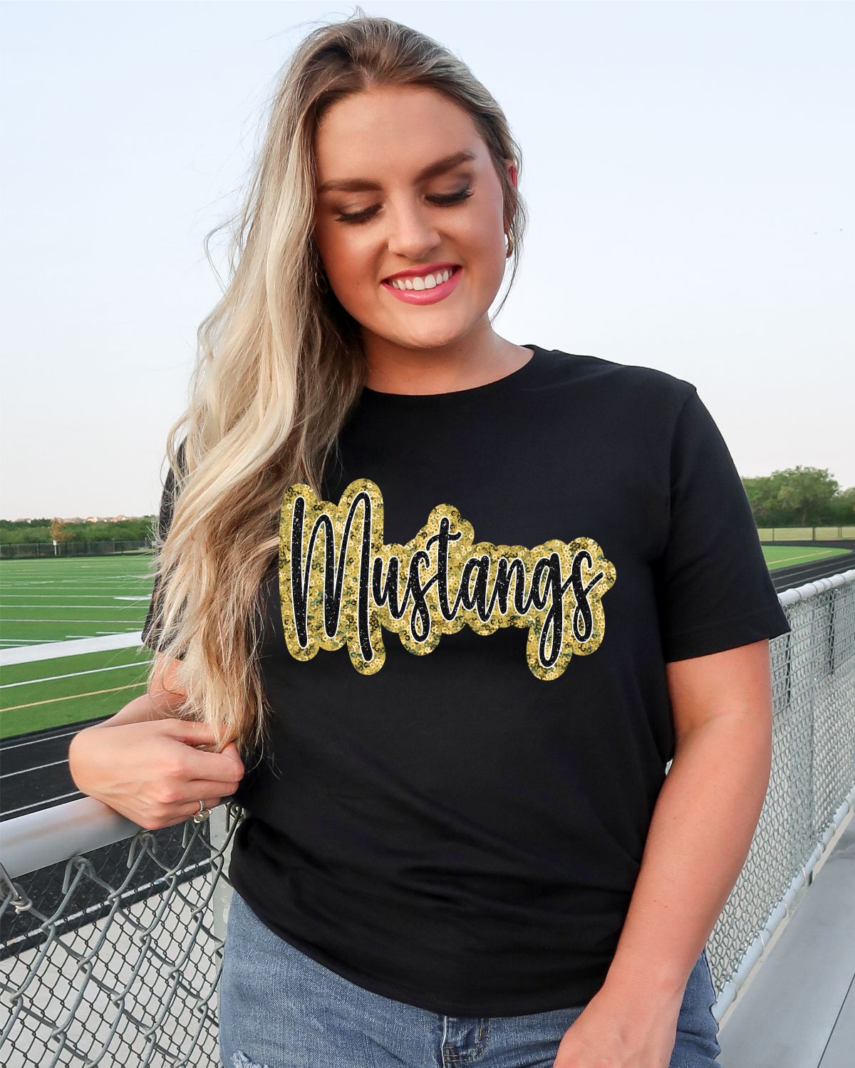 Mustangs Sequin Script DTF Transfer