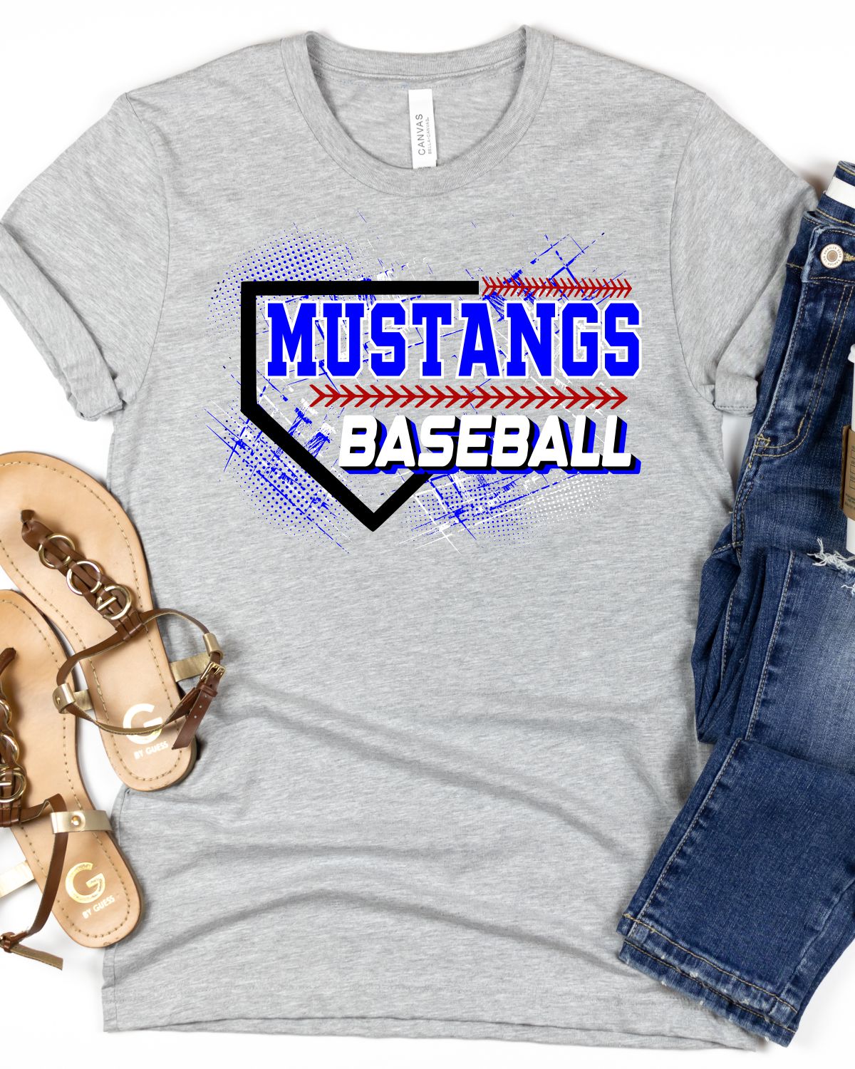 Mustangs Baseball Home Plate Grunge DTF Transfer