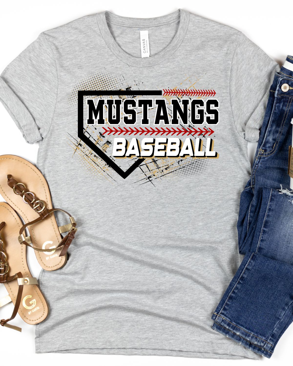 Mustangs Baseball Home Plate Grunge DTF Transfer