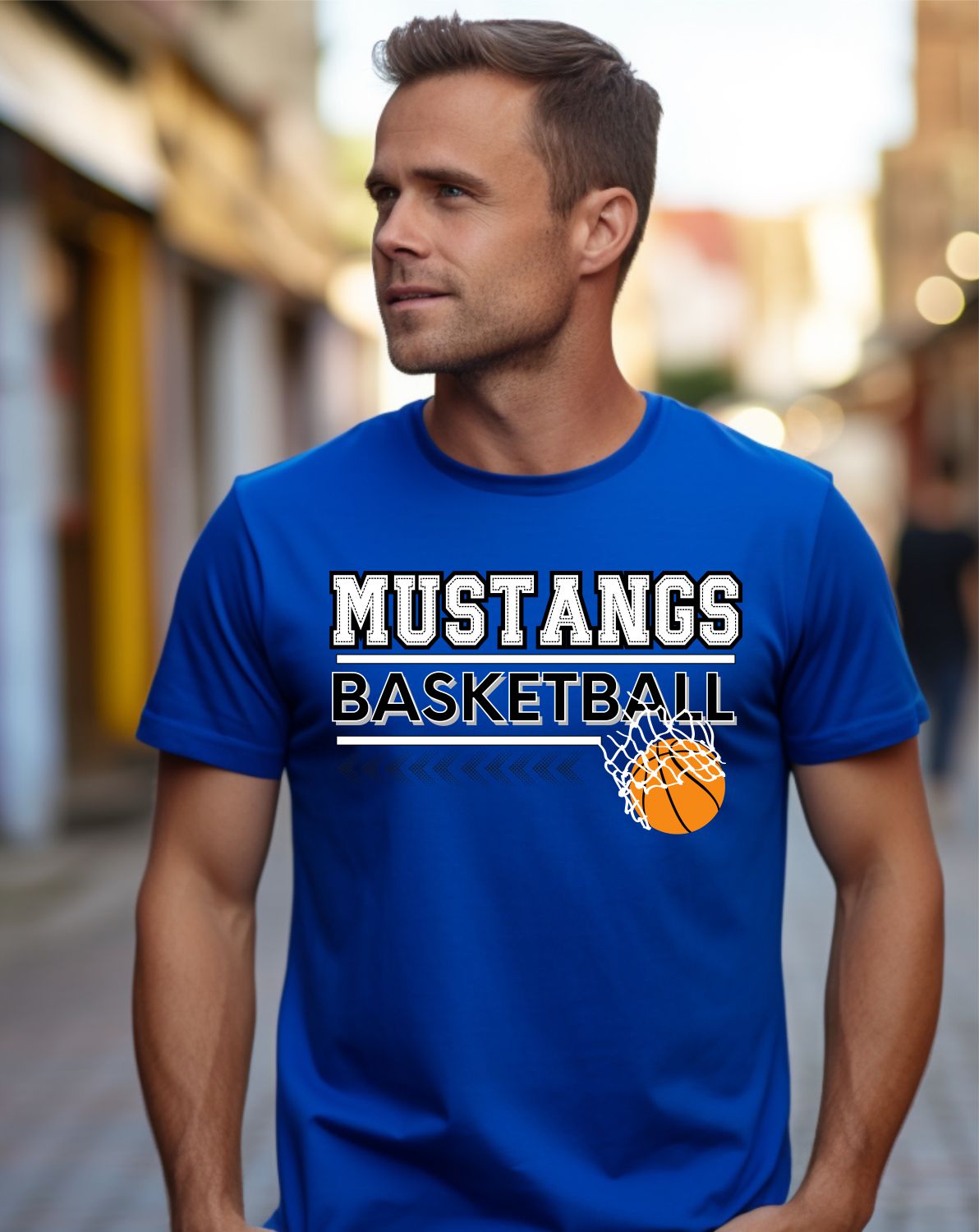 Mustangs Basketball Arrows & Hoop DTF Transfer