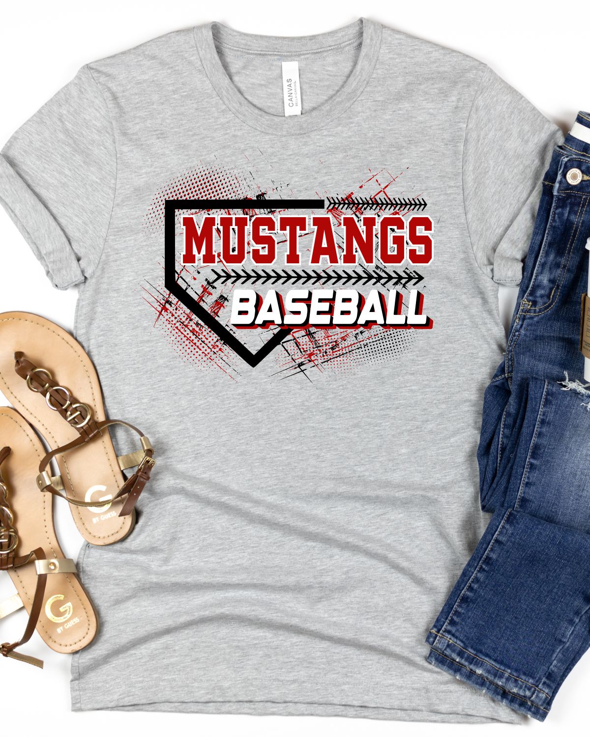 Mustangs Baseball Home Plate Grunge DTF Transfer