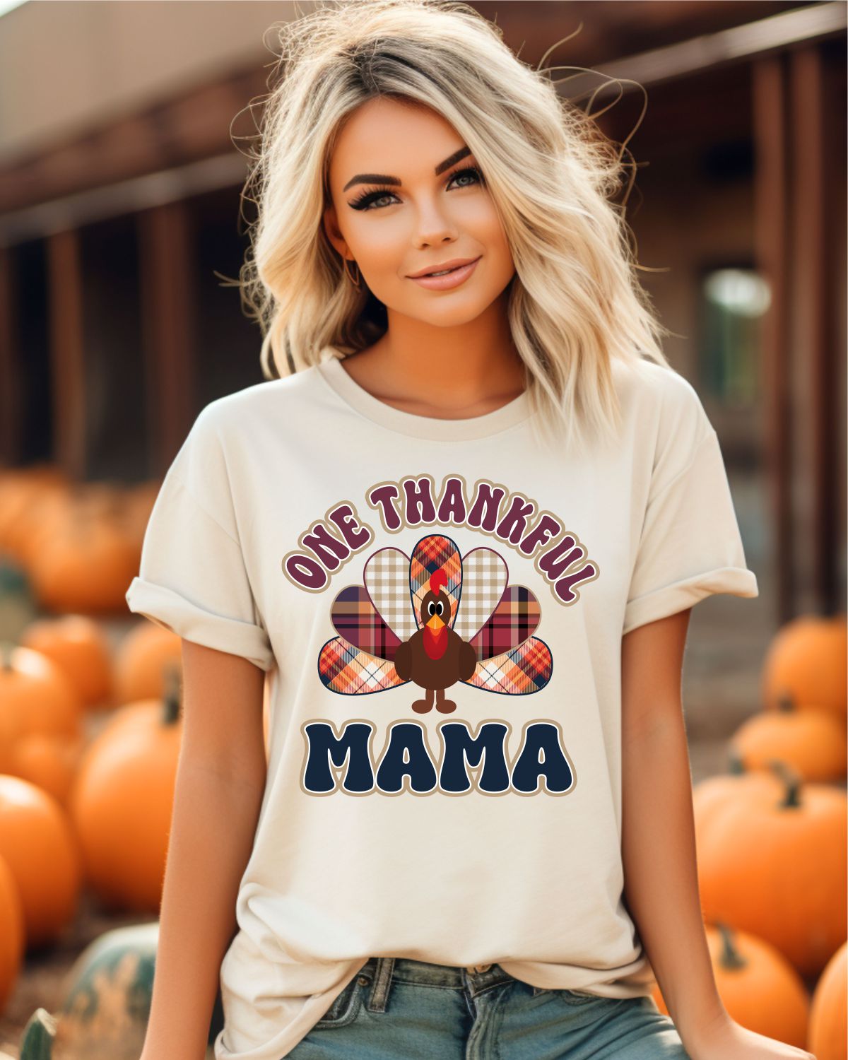 One Thankful Custom Turkey DTF Transfer