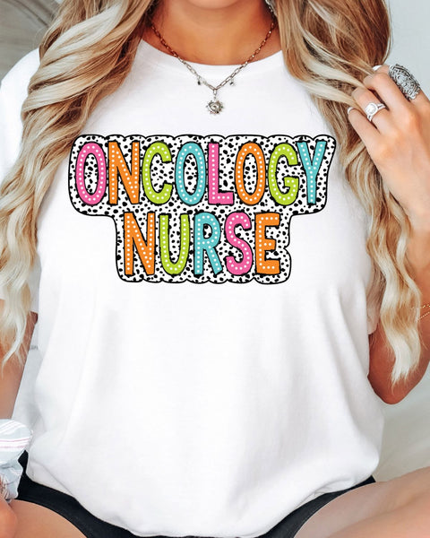Oncology Nurse Colorful Dots DTF Transfer