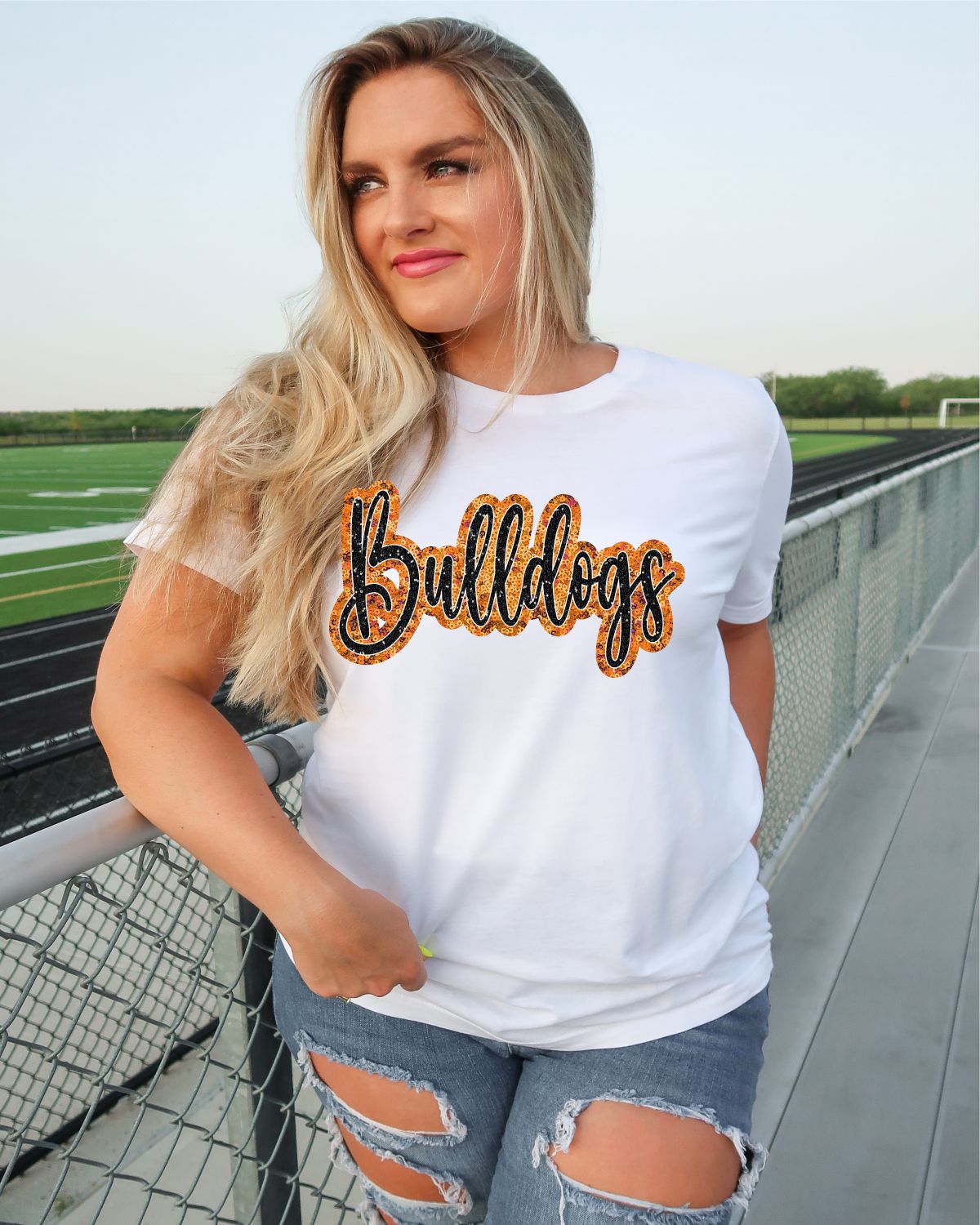 Bulldogs Sequin Script Word DTF Transfer