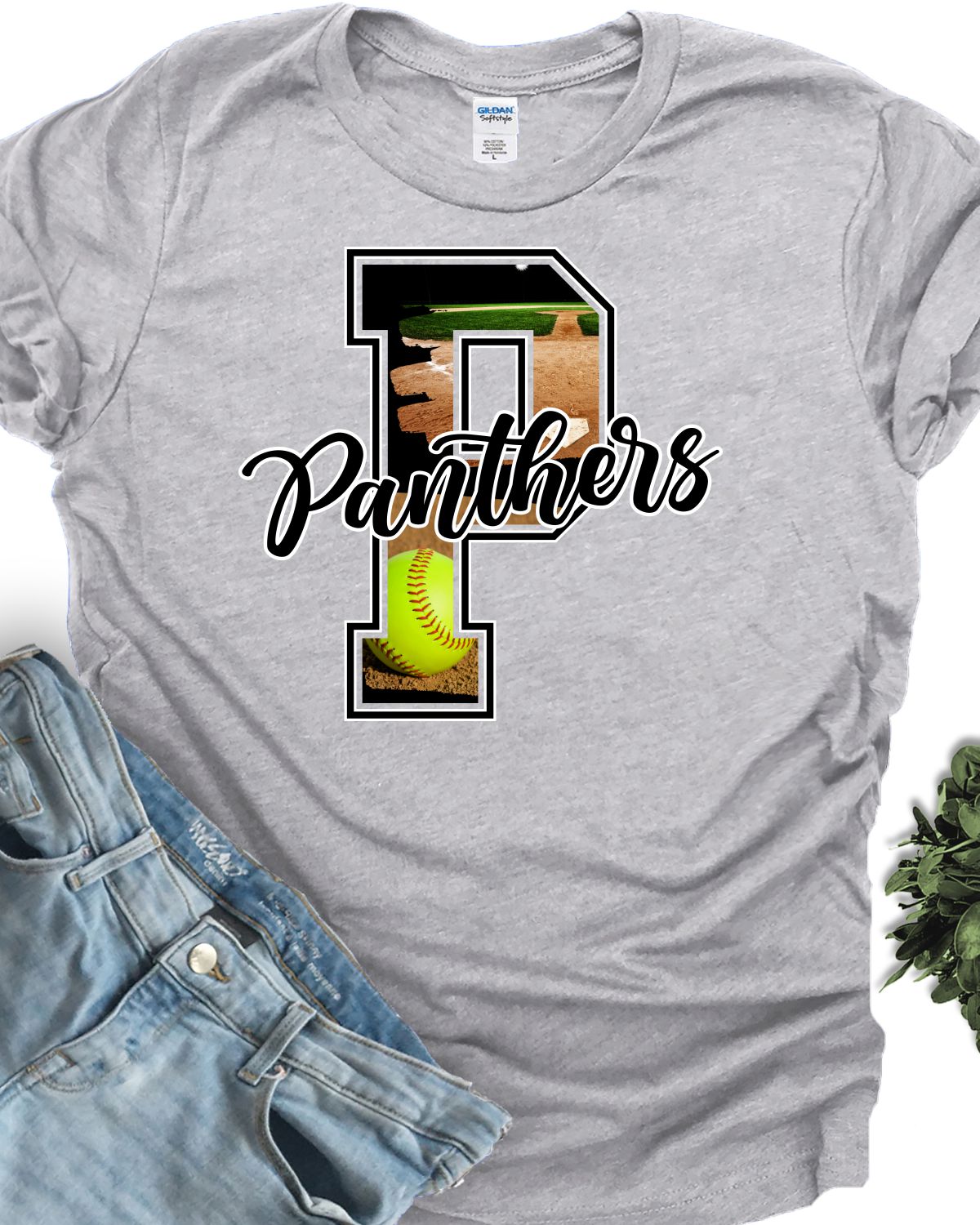 Panthers Softball Photo Letter DTF Transfer