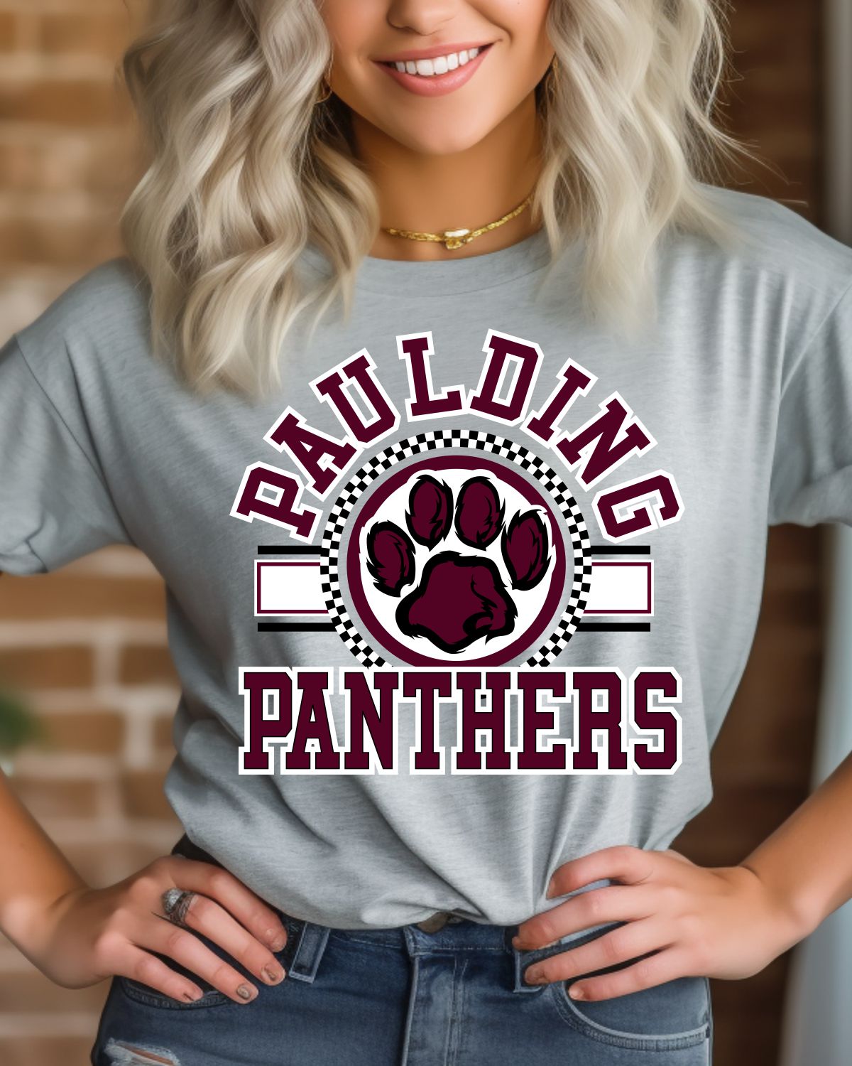 Paulding Panthers Checkered Circle Logo DTF Transfer