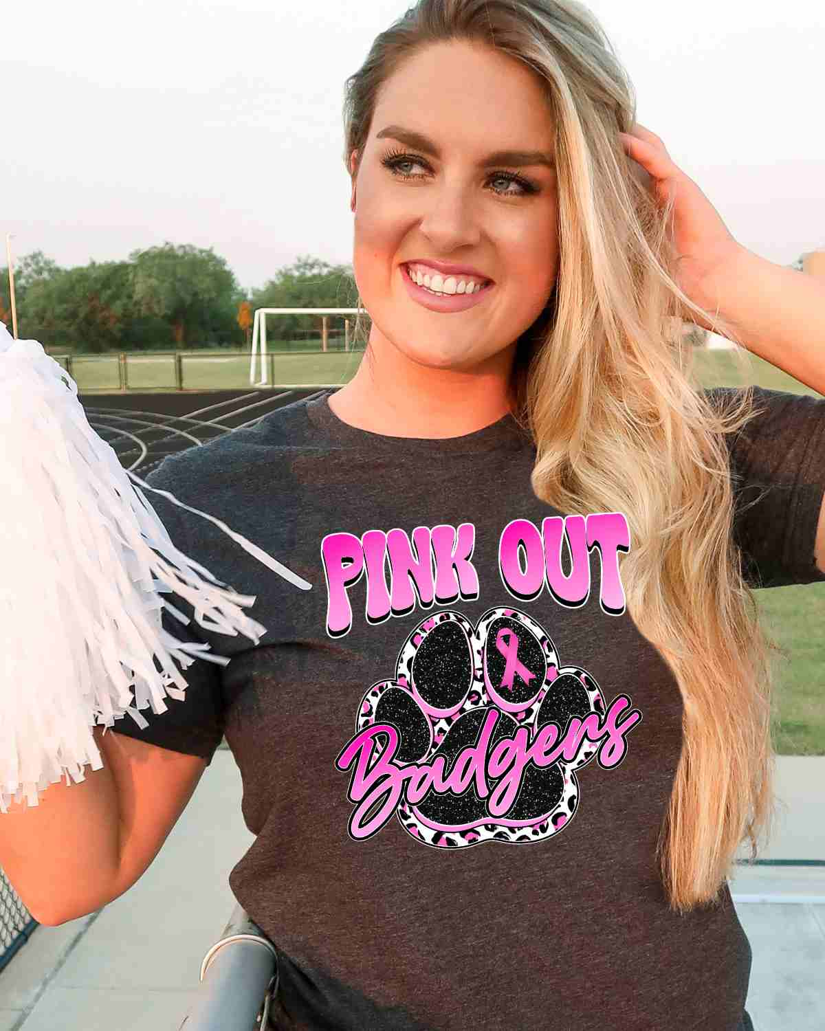 Pink Out Paw Print Badgers DTF Transfer