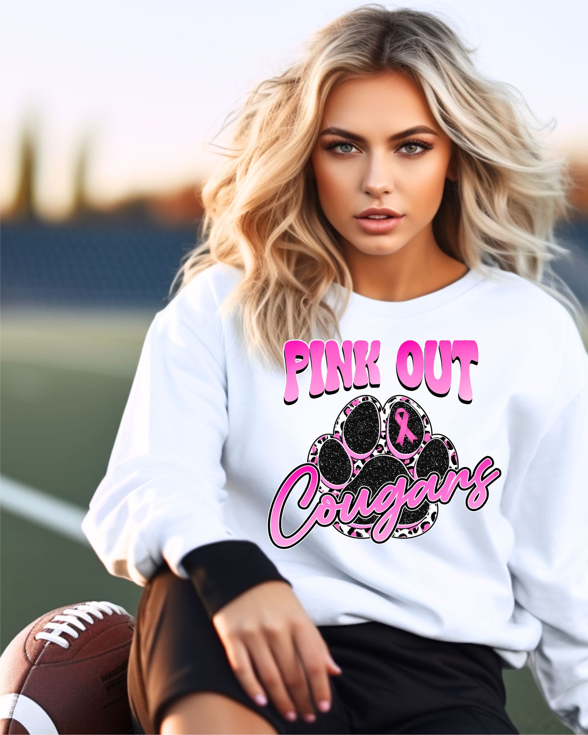 Pink Out Cougars Paw Print DTF Transfer