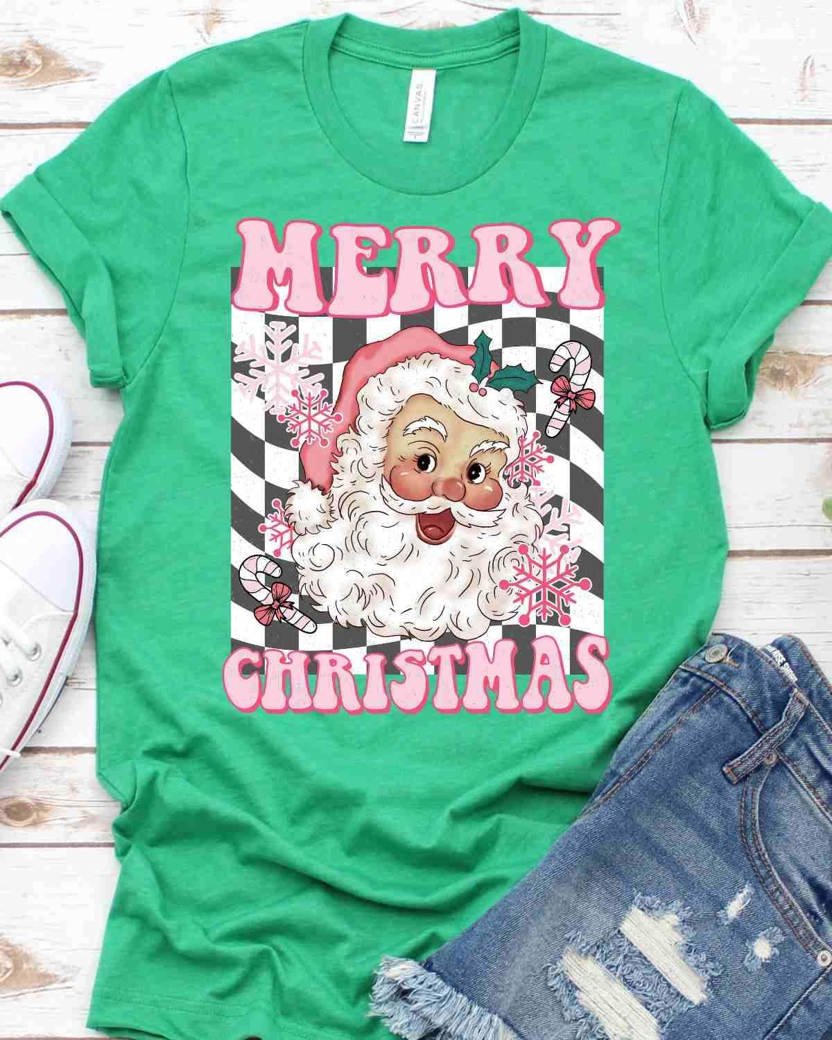 Merry Christmas Pink Santa DTF Transfer