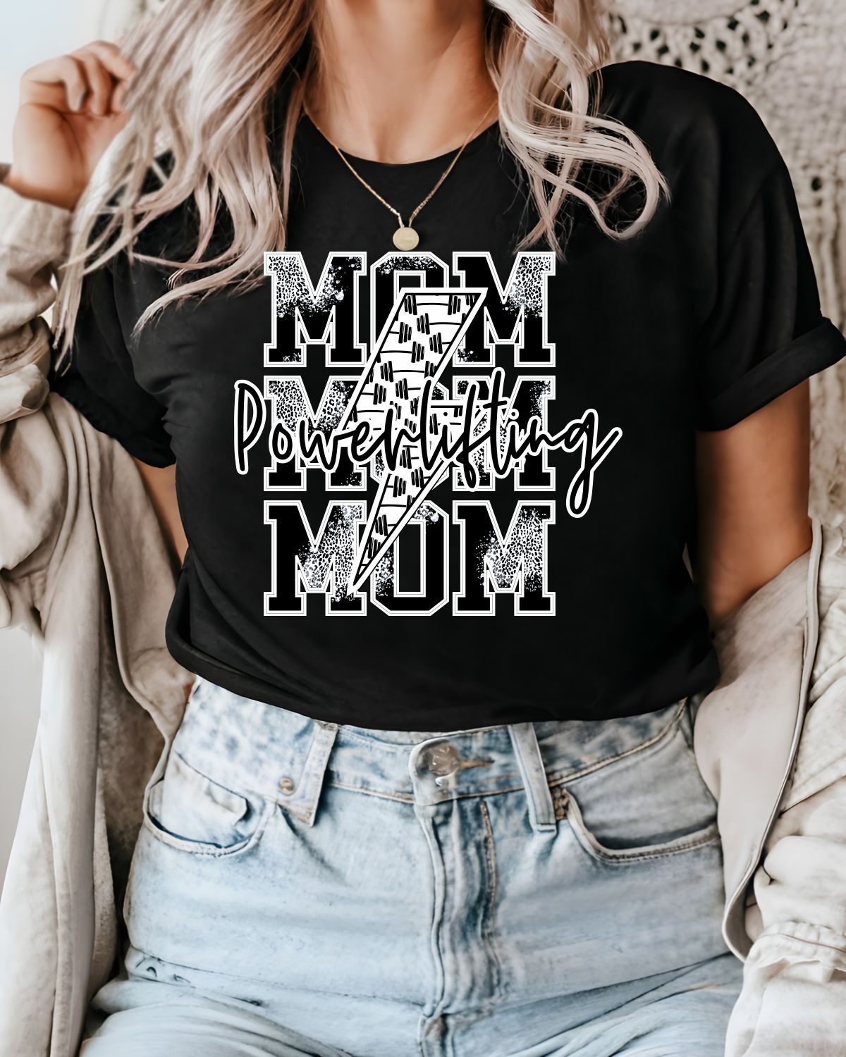 Powerlifting Mom Lightning Bolt DTF Transfer