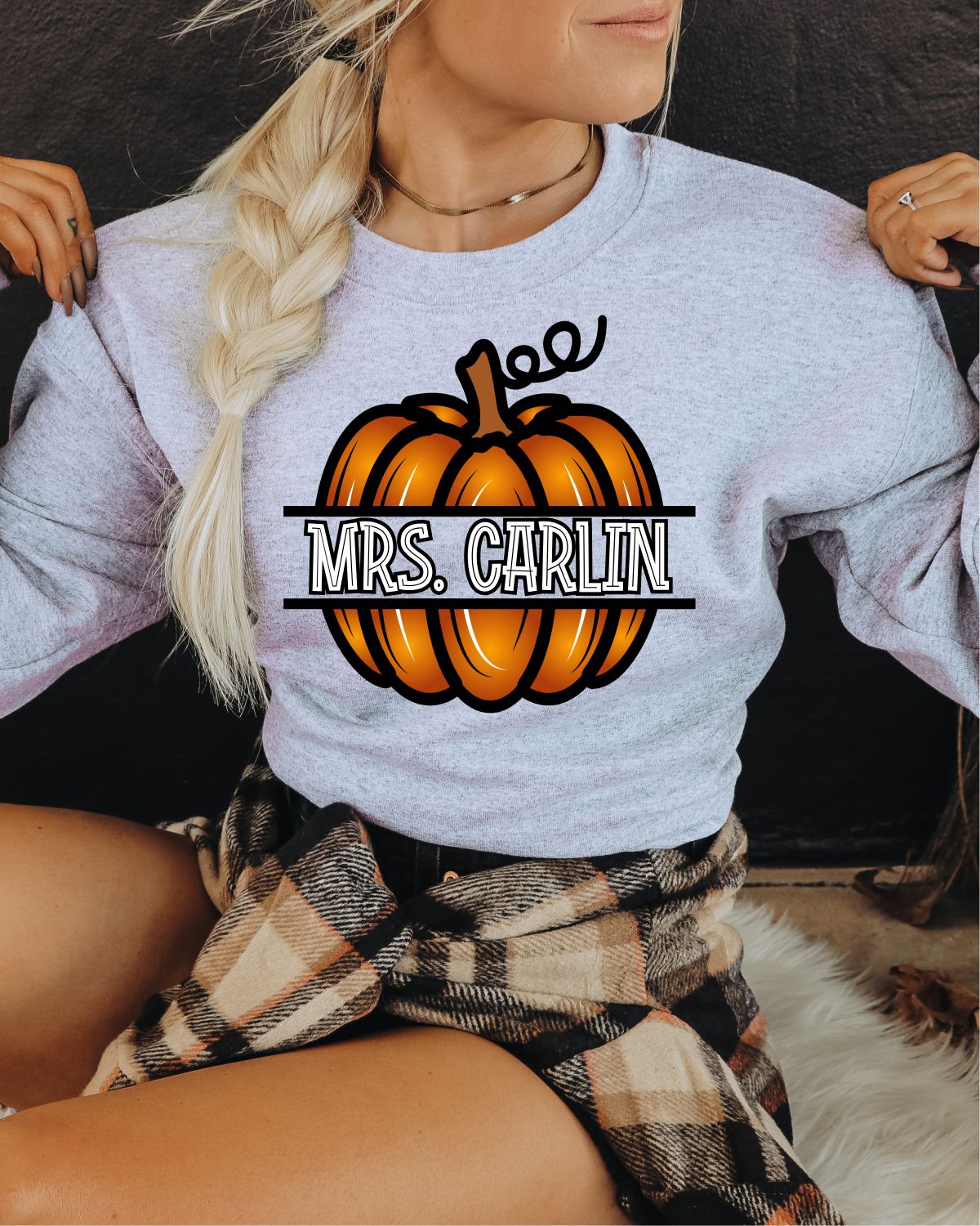 Custom Name Orange Split Pumpkin DTF Transfer