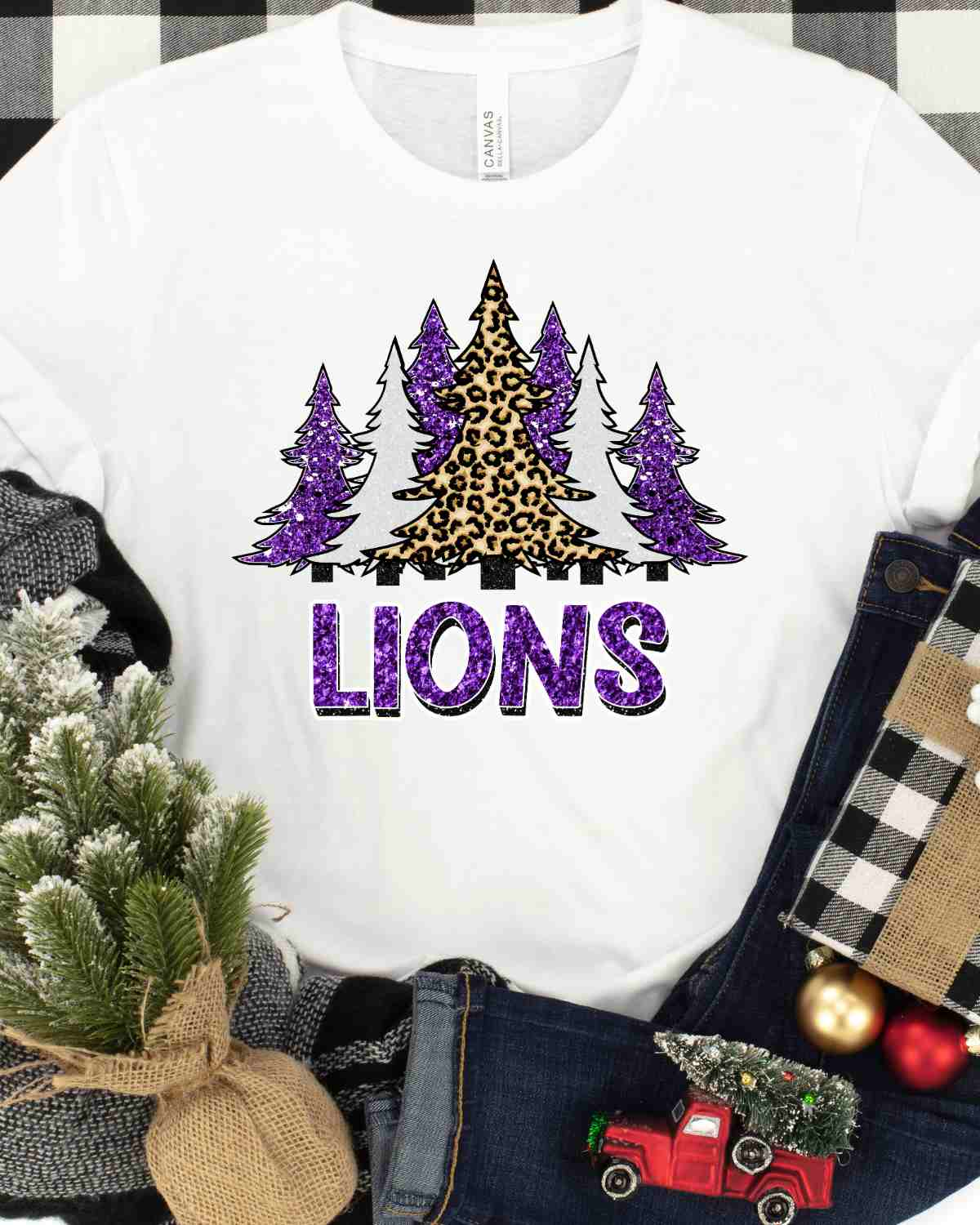 Lions Christmas Trees DTF Transfer