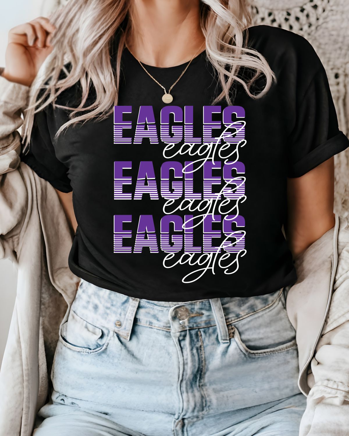 Eagles Sliced Letters Repeating DTF Transfer