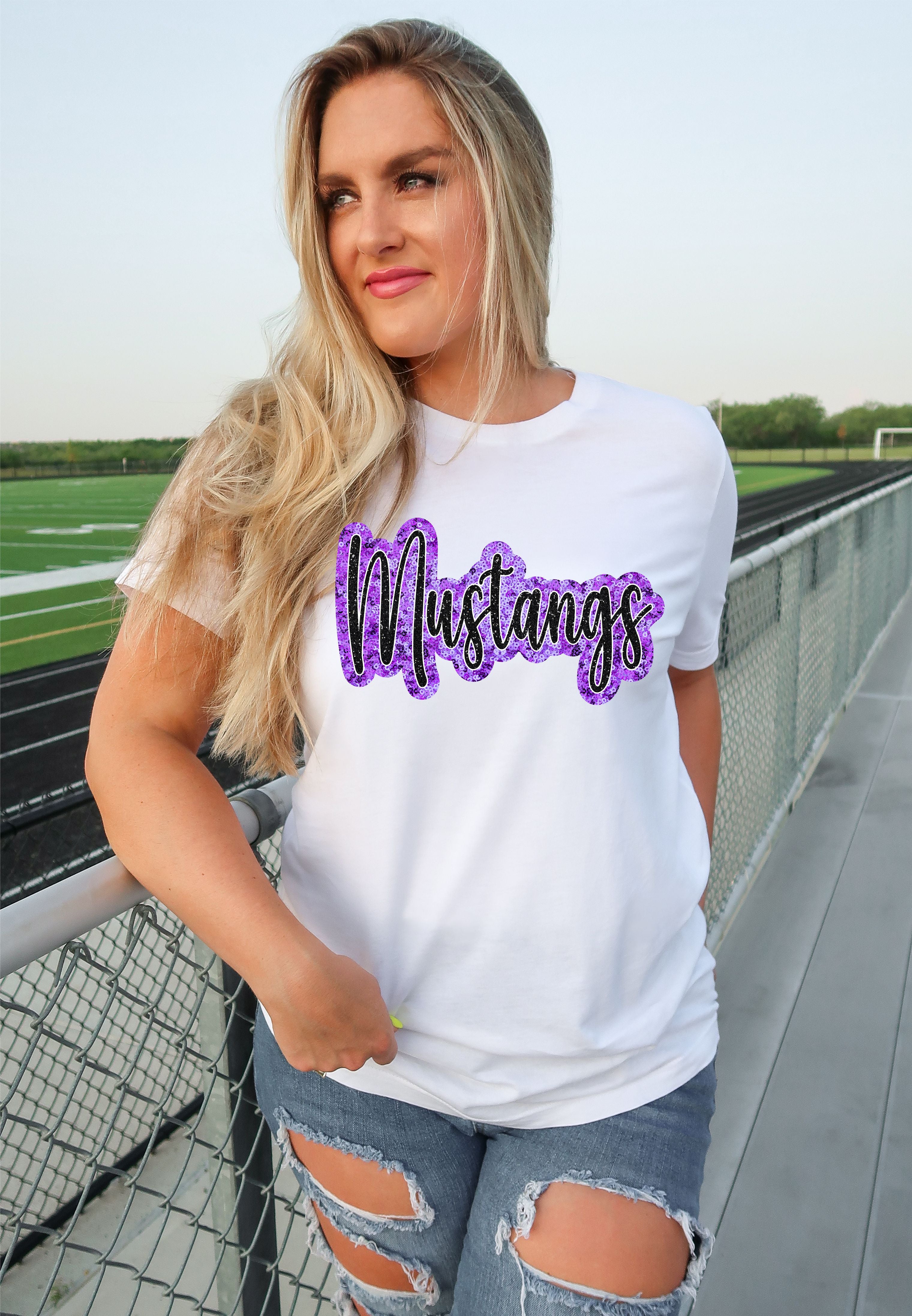 Mustangs Sequin Script DTF Transfer