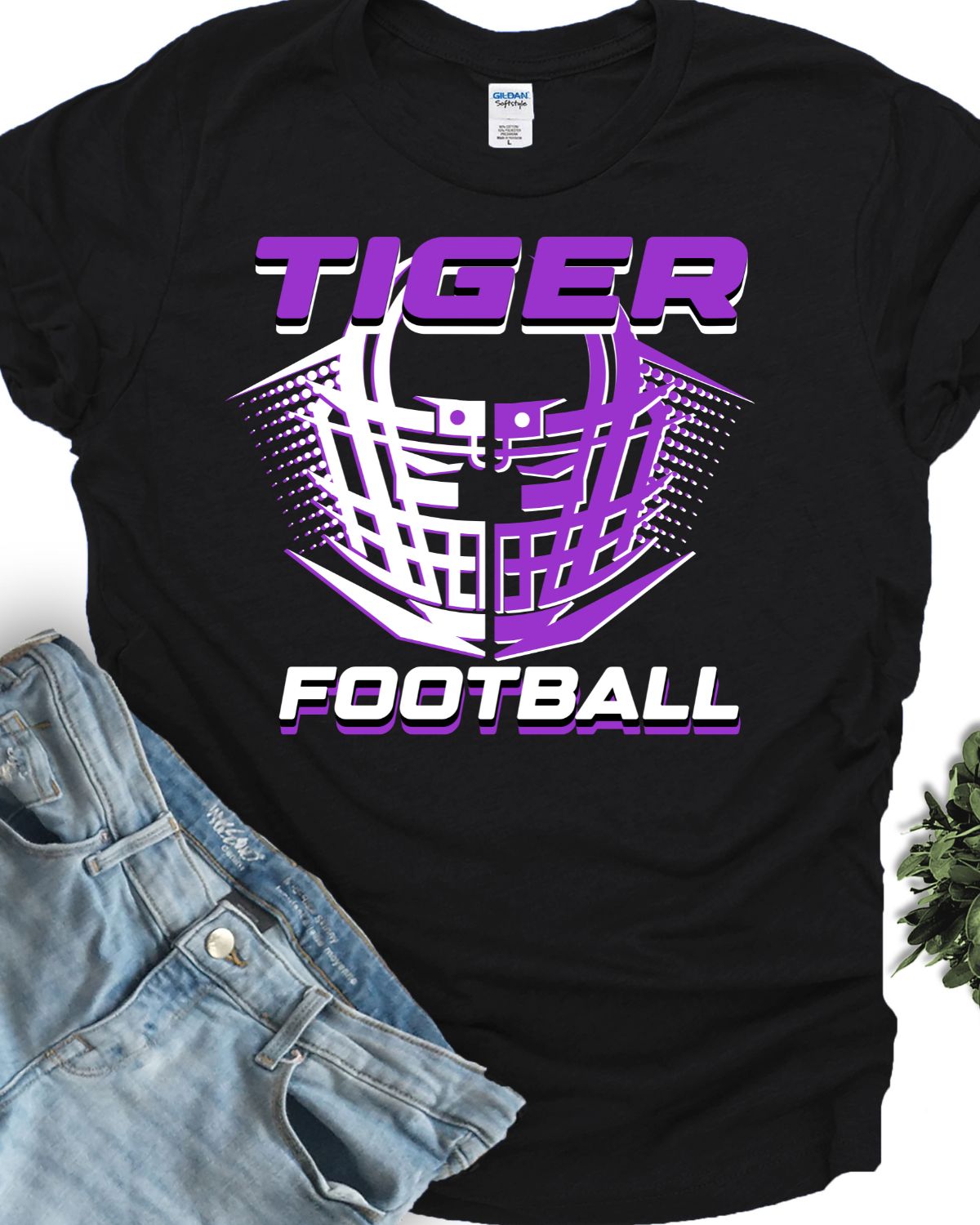 Tiger Football Helmet Halftone DTF Transfer