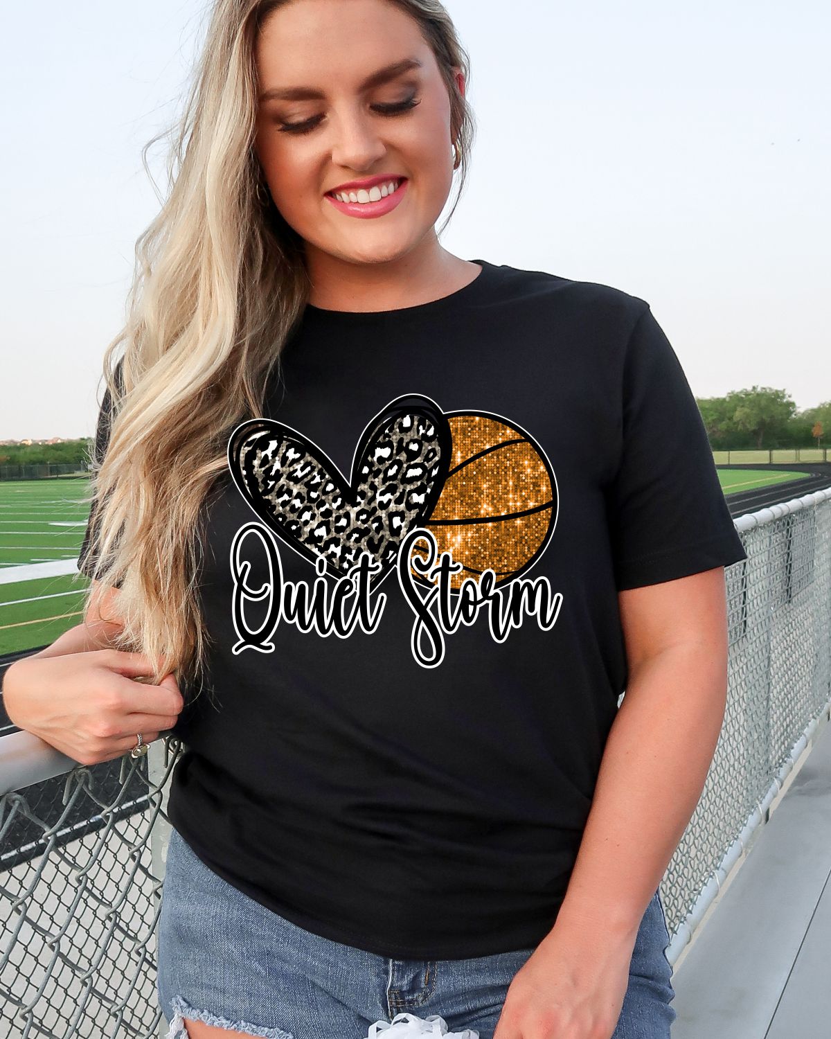 Quiet Storm Basketball Heart Faux Sequin DTF Transfer