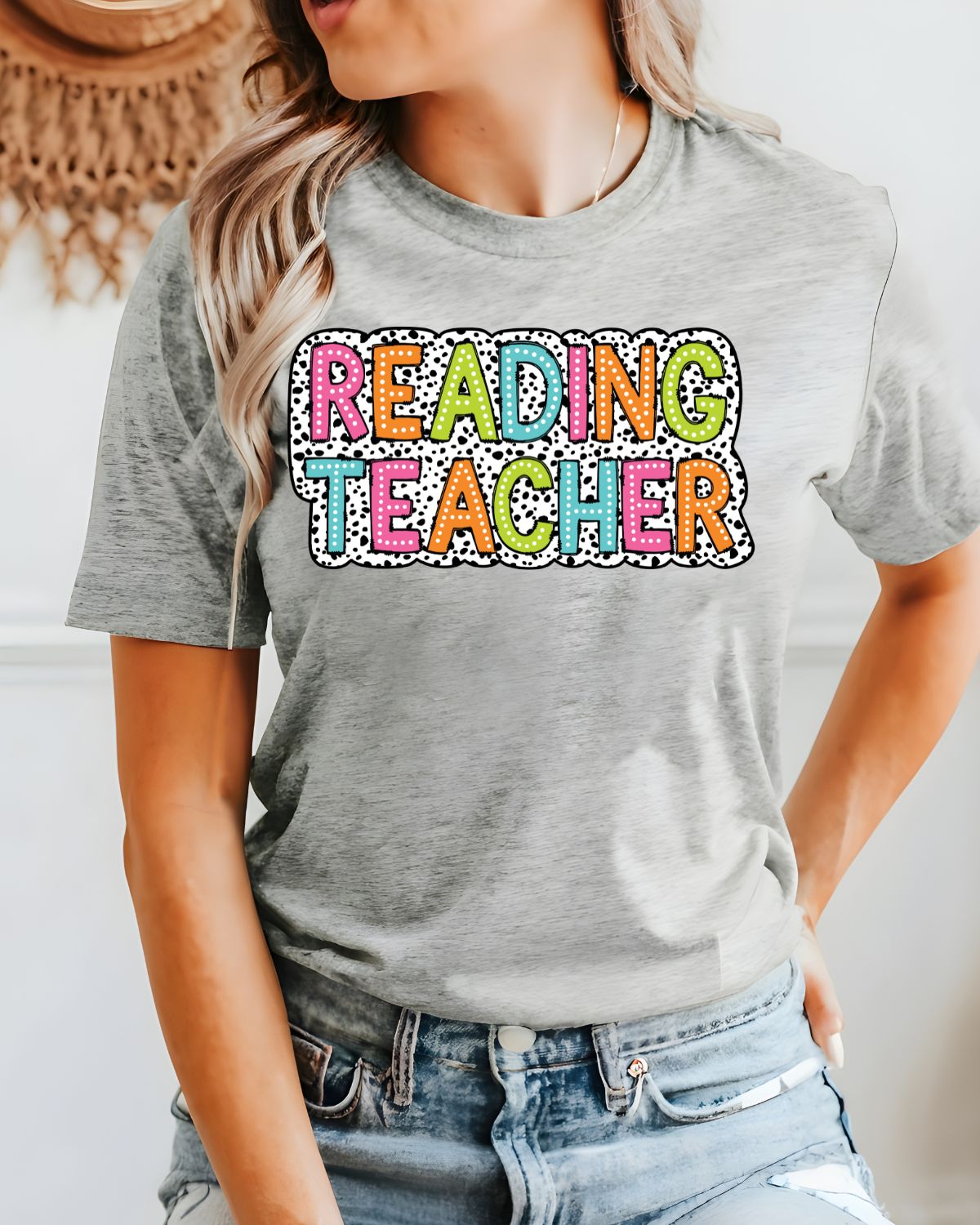 Reading Teacher Colorful Dots DTF Transfer