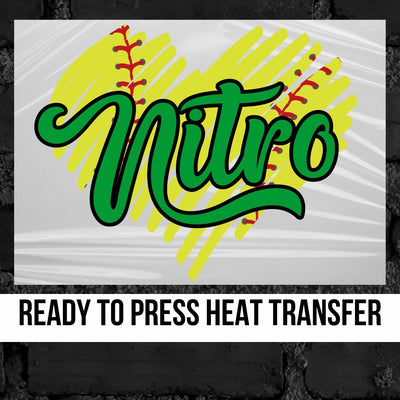 Nitro Softball Scribble Heart DTF Transfer