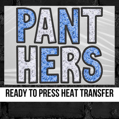 Panthers Faux Sequin Letters DTF Transfer