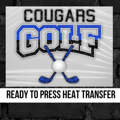 Cougars Golf Crossed Clubs DTF Transfer