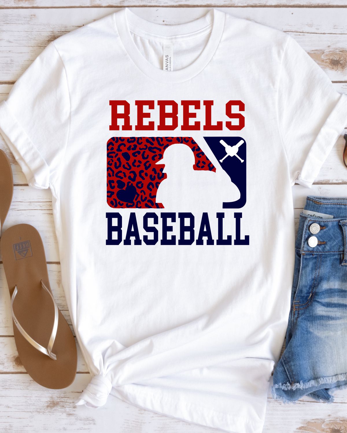 Rebels Leopard Baseball Man DTF Transfer