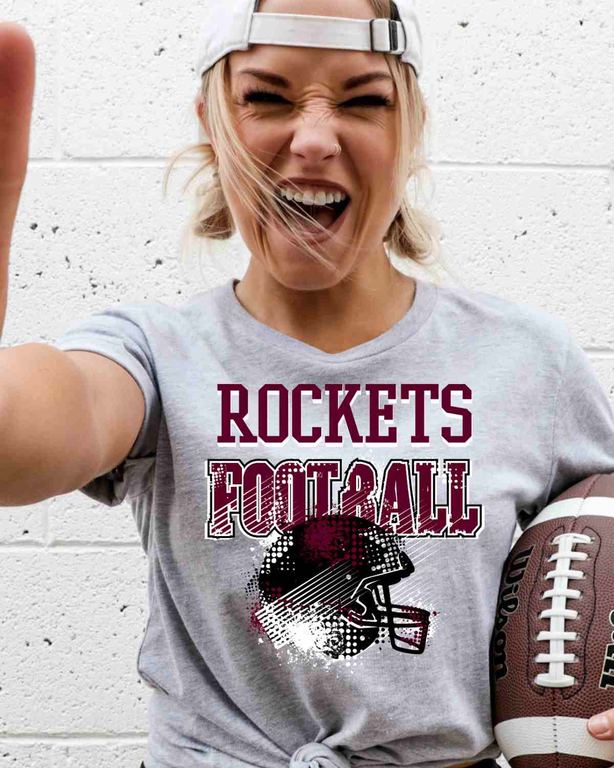 Rockets Football Grunge Helmet DTF Transfer