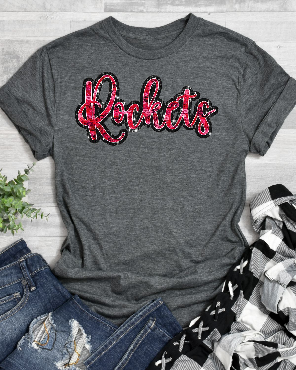 Rockets Faux Sequin Word DTF Transfer