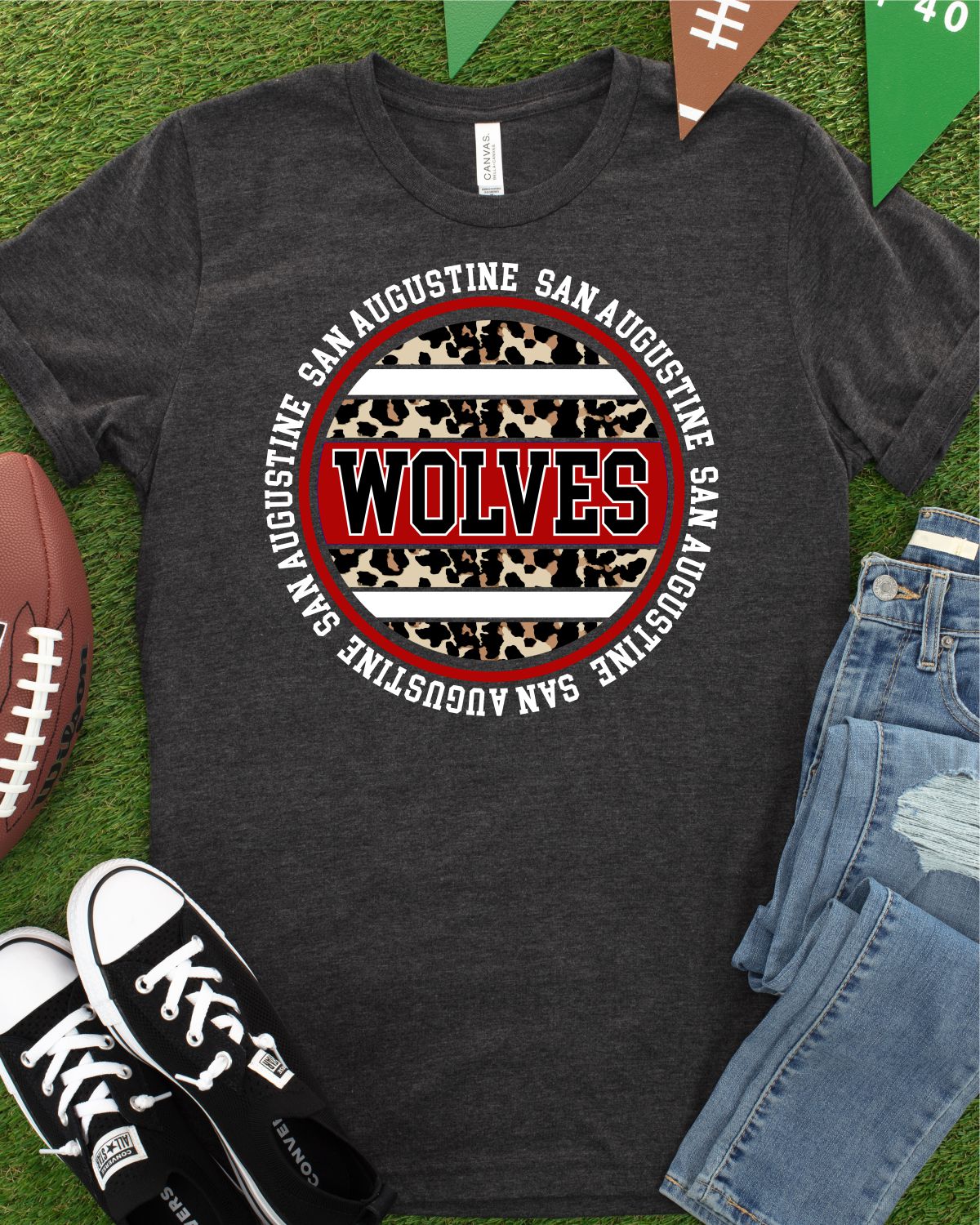 San Augustine Wolves Leopard Print Circle DTF Transfer