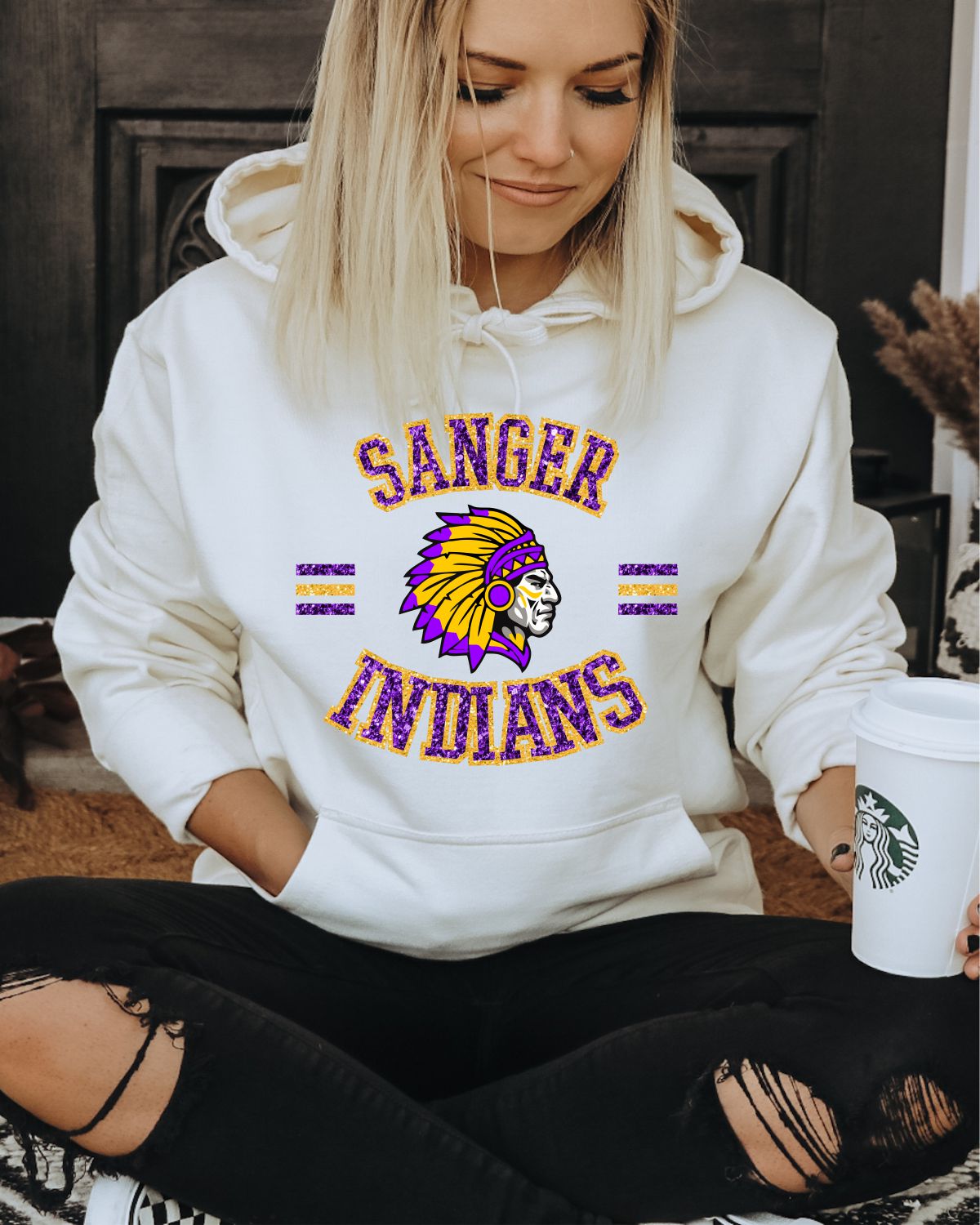 Sanger Indians Circle Logo DTF Transfer