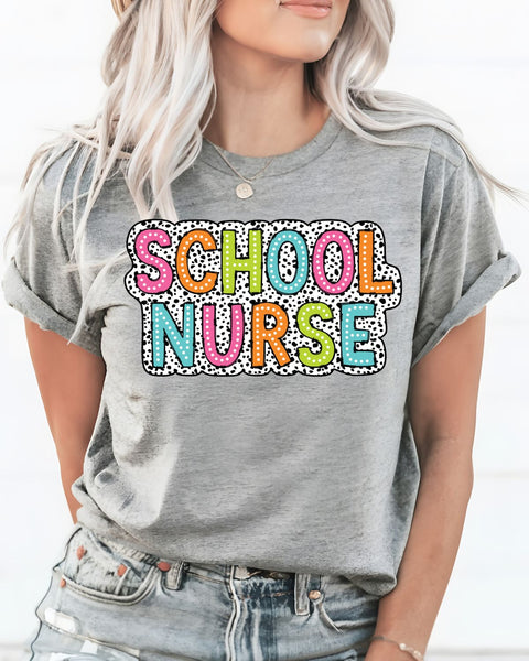 School Nurse Colorful Dots DTF Transfer