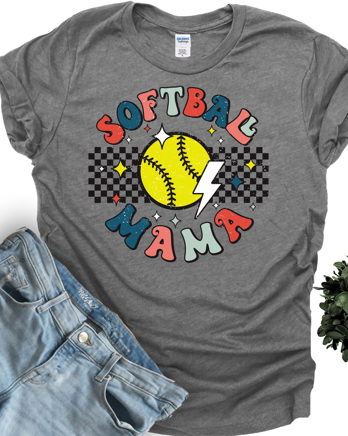 Softball Mama Retro Circle DTF Transfer