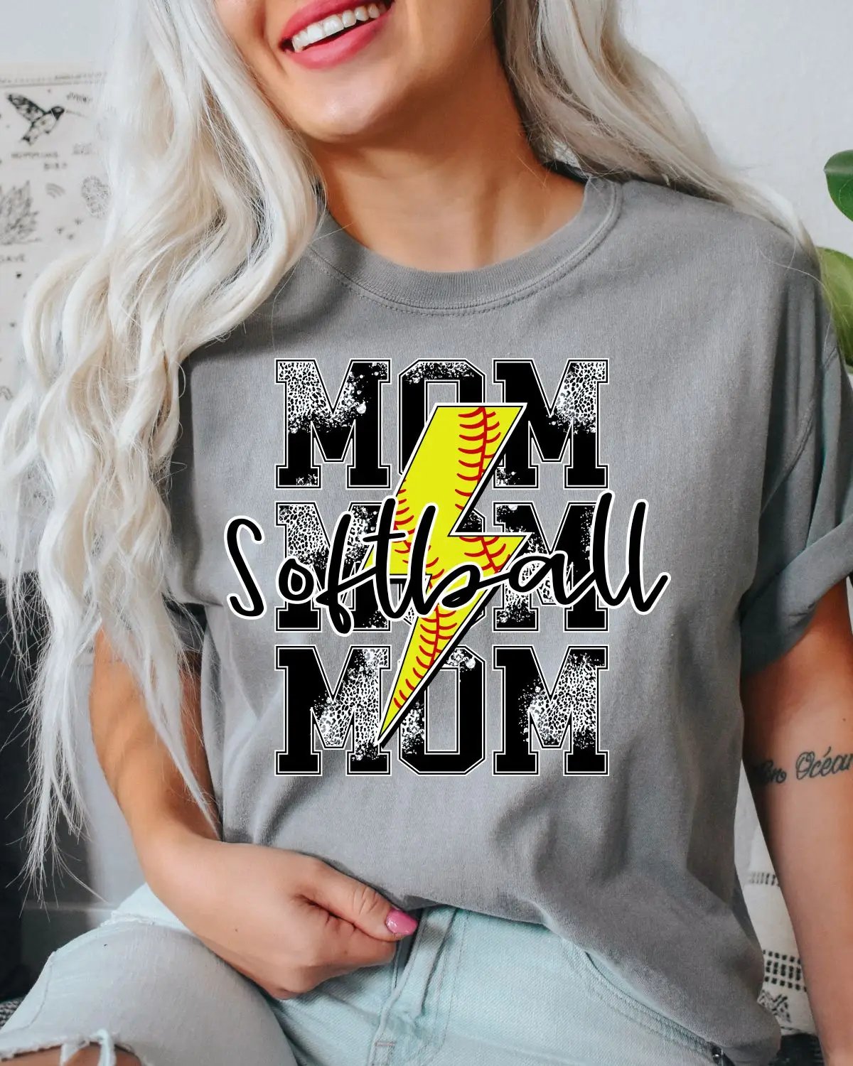 Softball Mom Lightning Bolt DTF Transfer