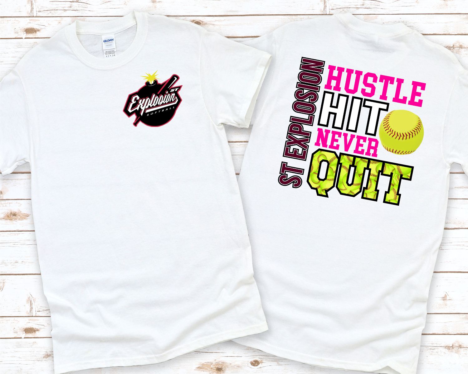 ST Explosion Hustle Hit Softball DTF Transfer