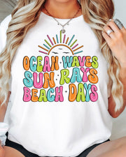 Ocean Waves Sun Rays Beach Days DTF Transfer