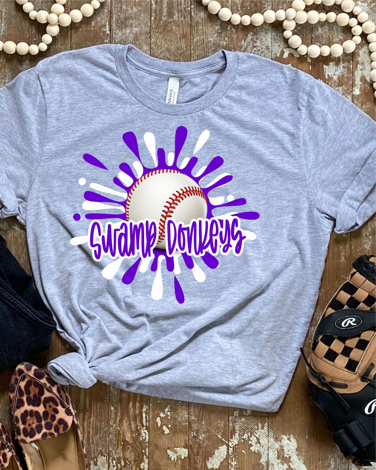 Swamp Donkeys Baseball Splatter Transfer