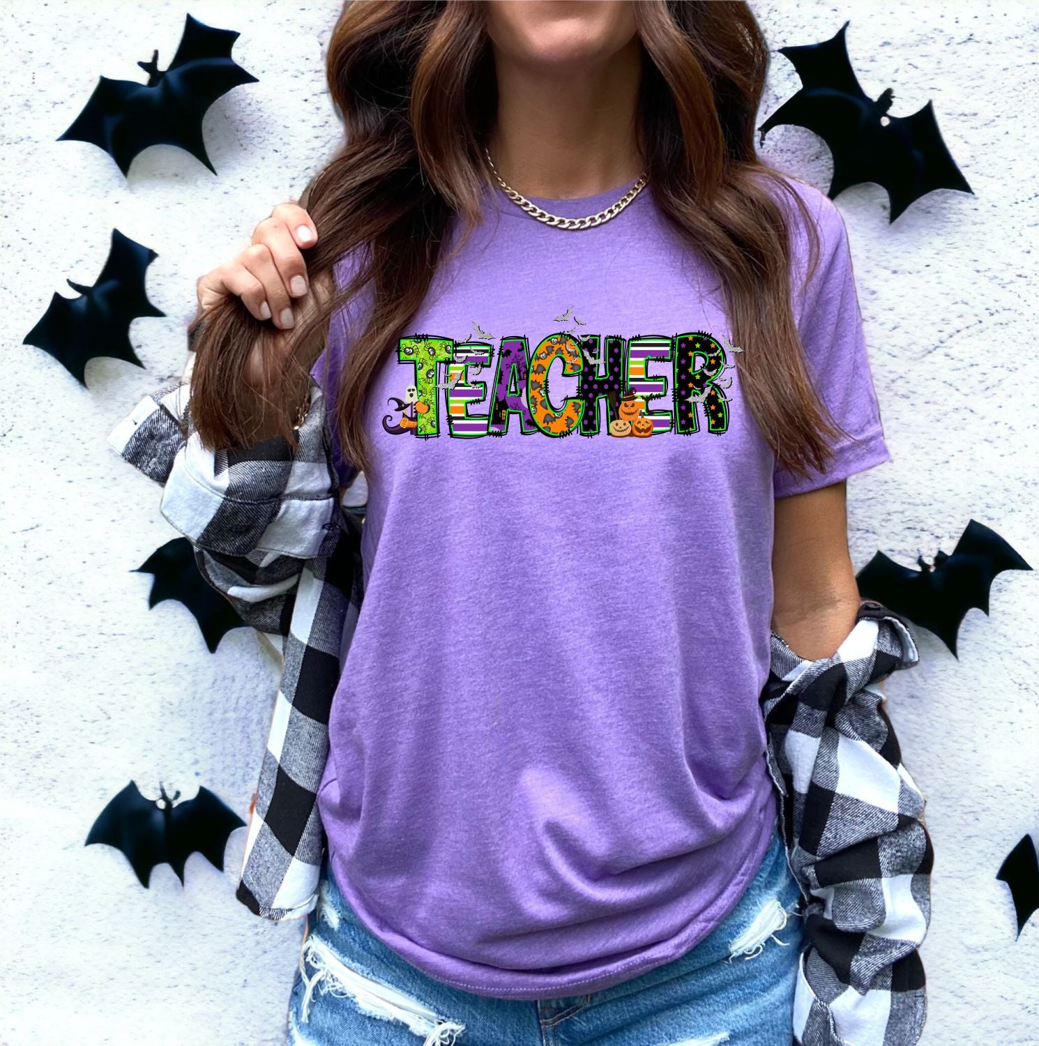 Teacher Halloween Letters DTF Transfer