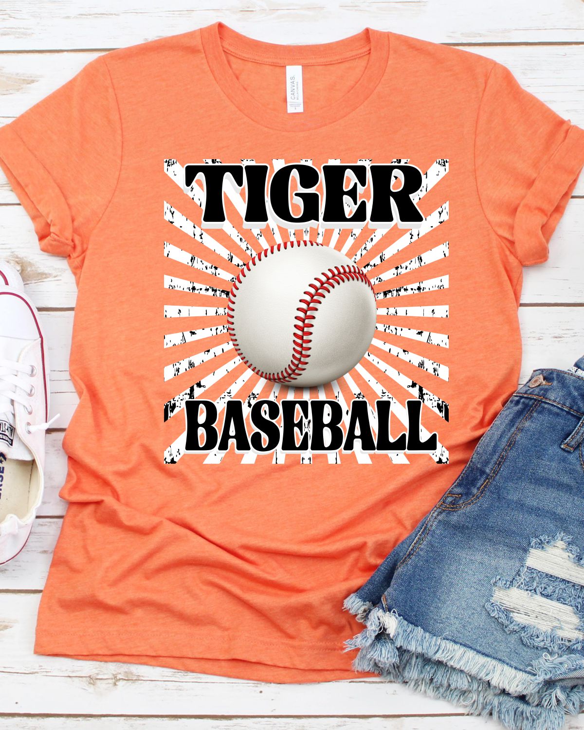 Tiger Baseball Starburst Retro DTF Transfer