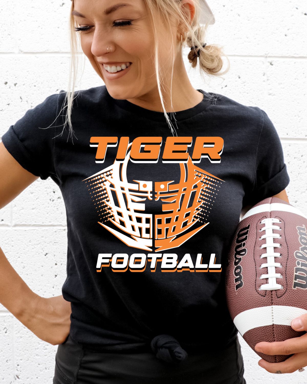 Tiger Football Helmet Halftone DTF Transfer