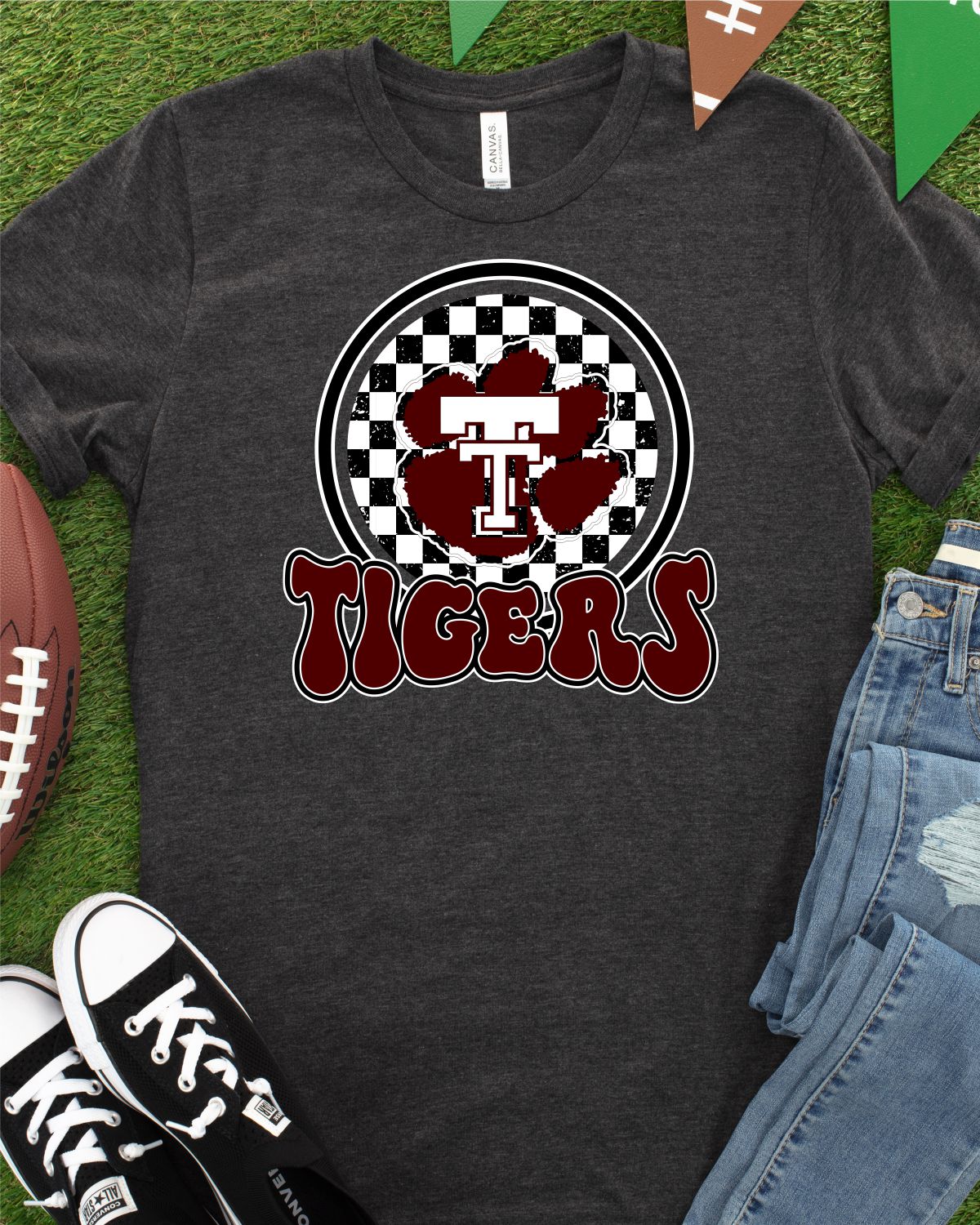 TT Tigers Checkered Mascot Circle DTF Transfer