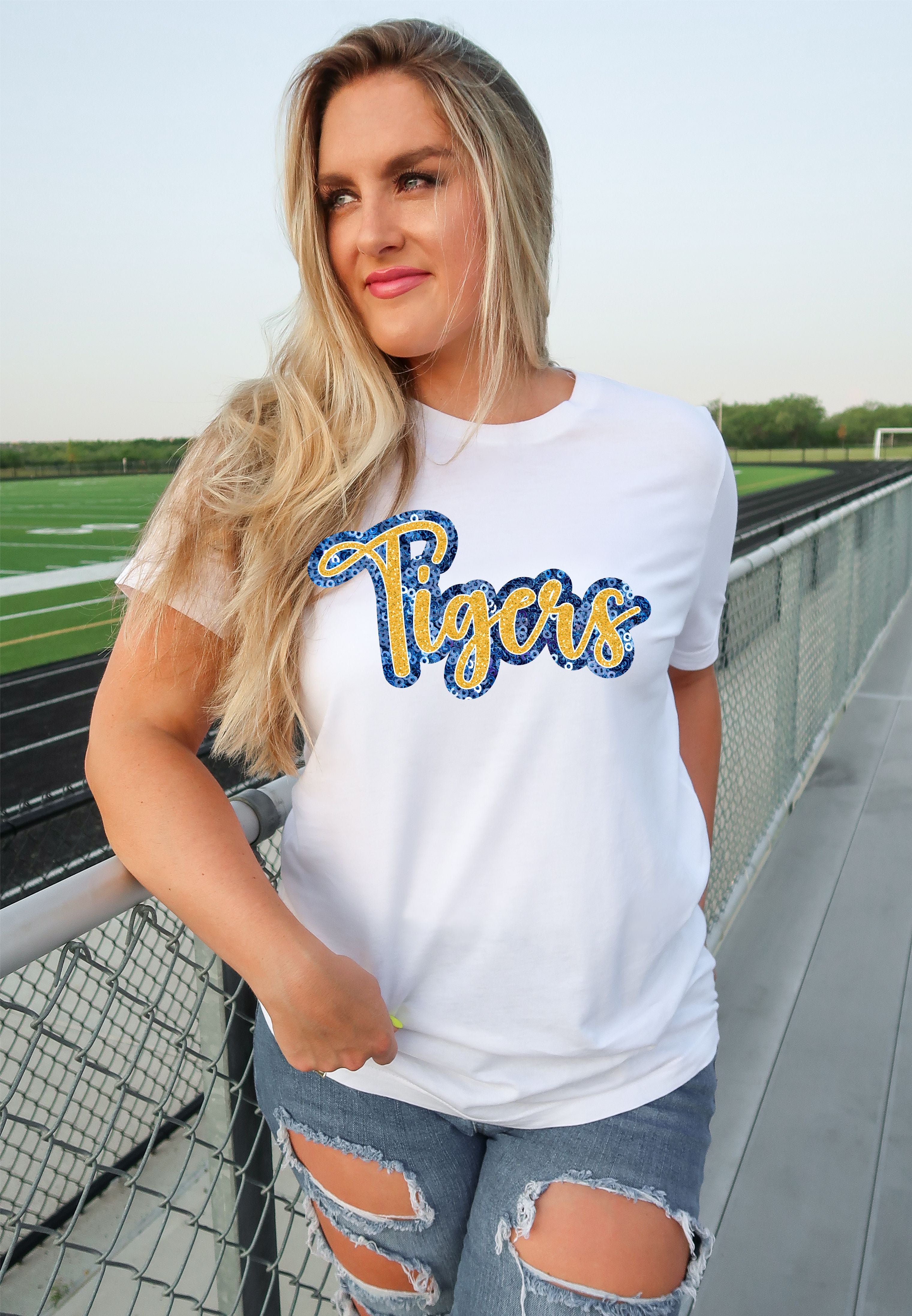 Tigers Sequin Script Word DTF Transfer