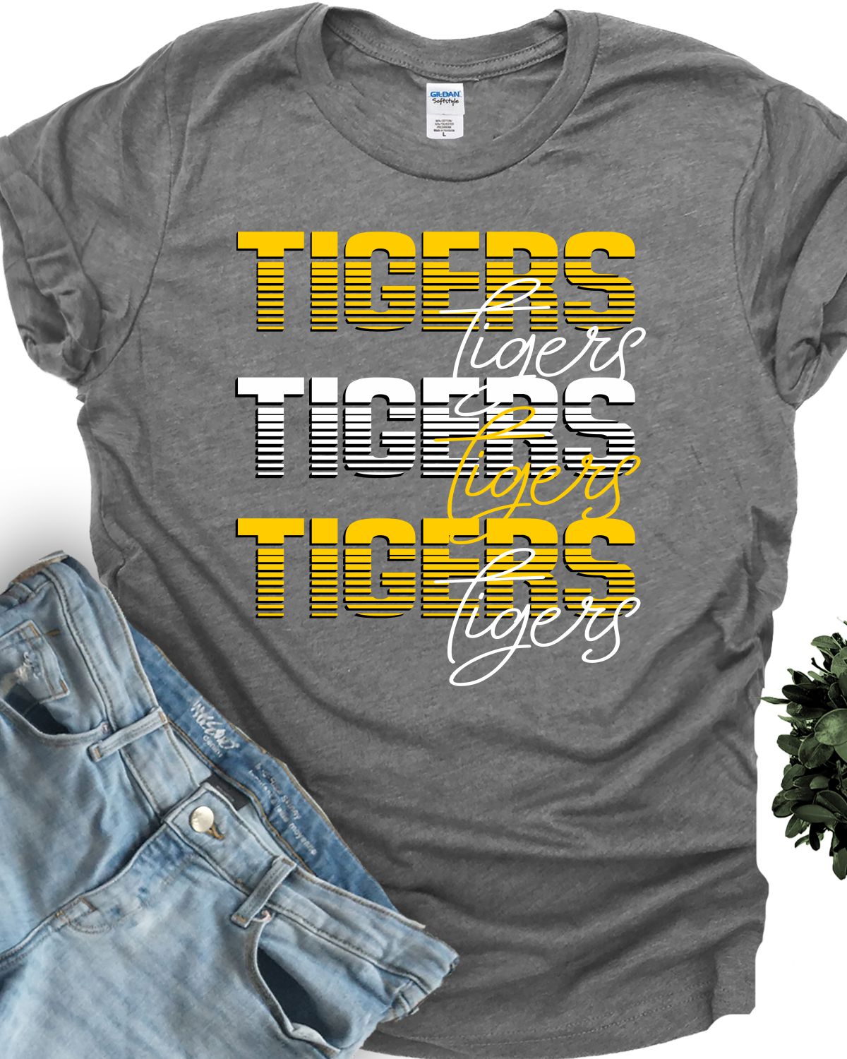 Tigers Sliced Letter Repeating DTF Transfer