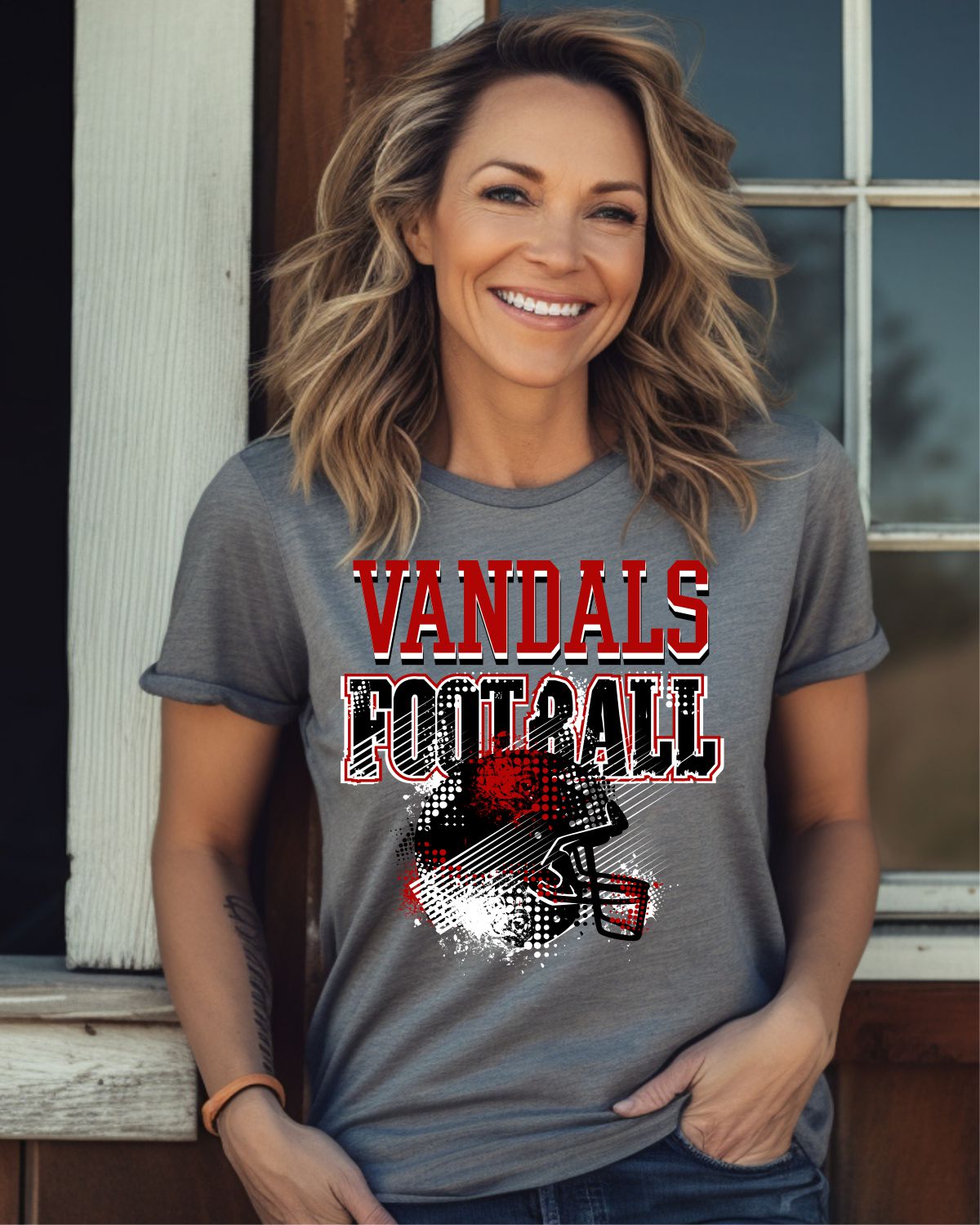 Vandals Football Helmet Grunge DTF Transfer