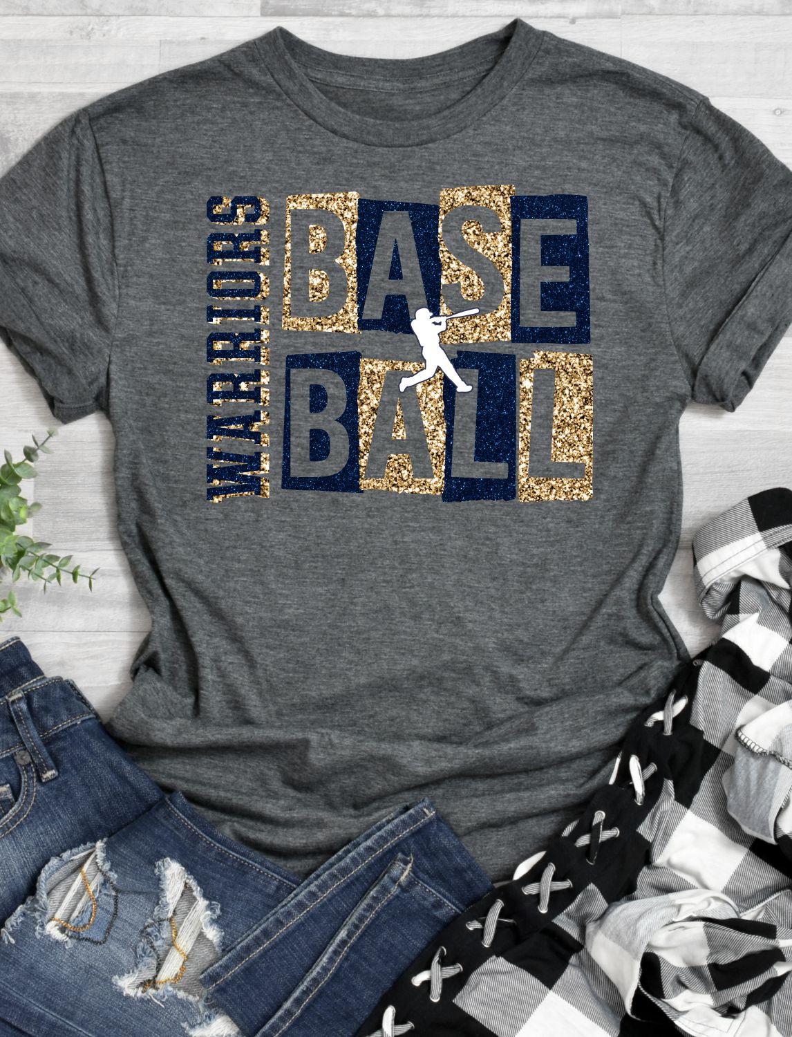 Warriors Baseball Grunge Lettering DTF Transfer