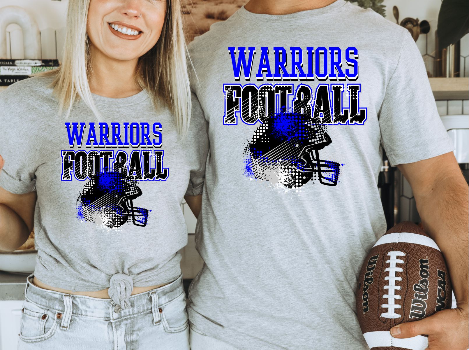 Warriors Football Helmet Grunge DTF Transfer