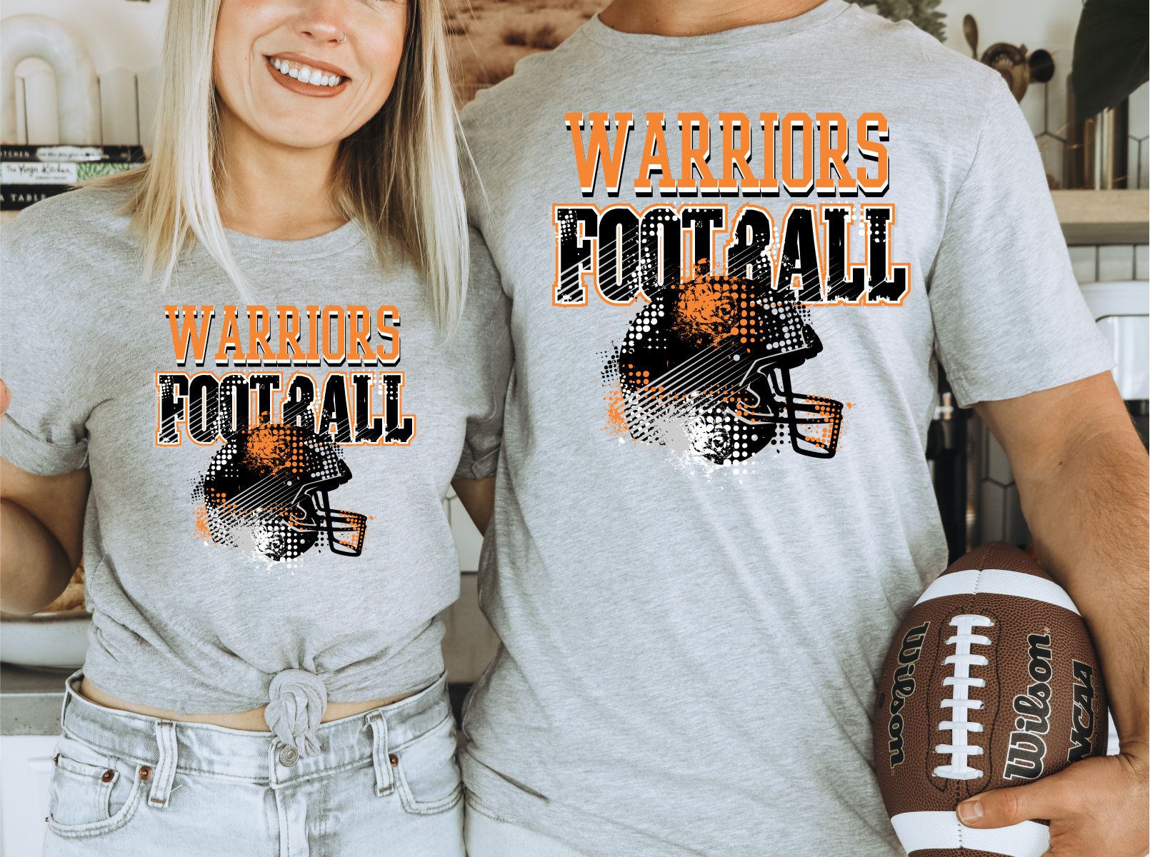 Warriors Football Helmet Grunge DTF Transfer