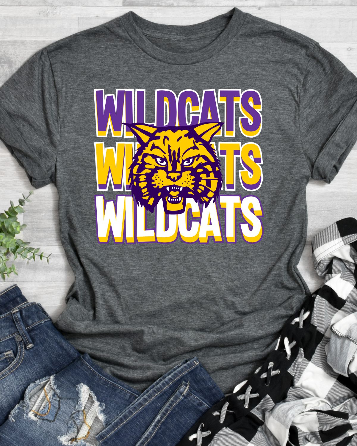 Wildcats Repeating Mascot Logo DTF Transfer