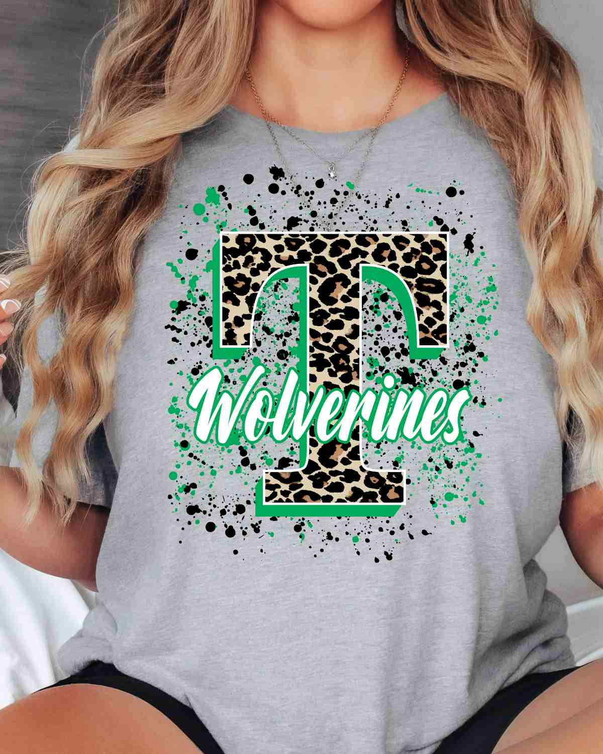 T Wolverines Letter Splatter DTF Transfer